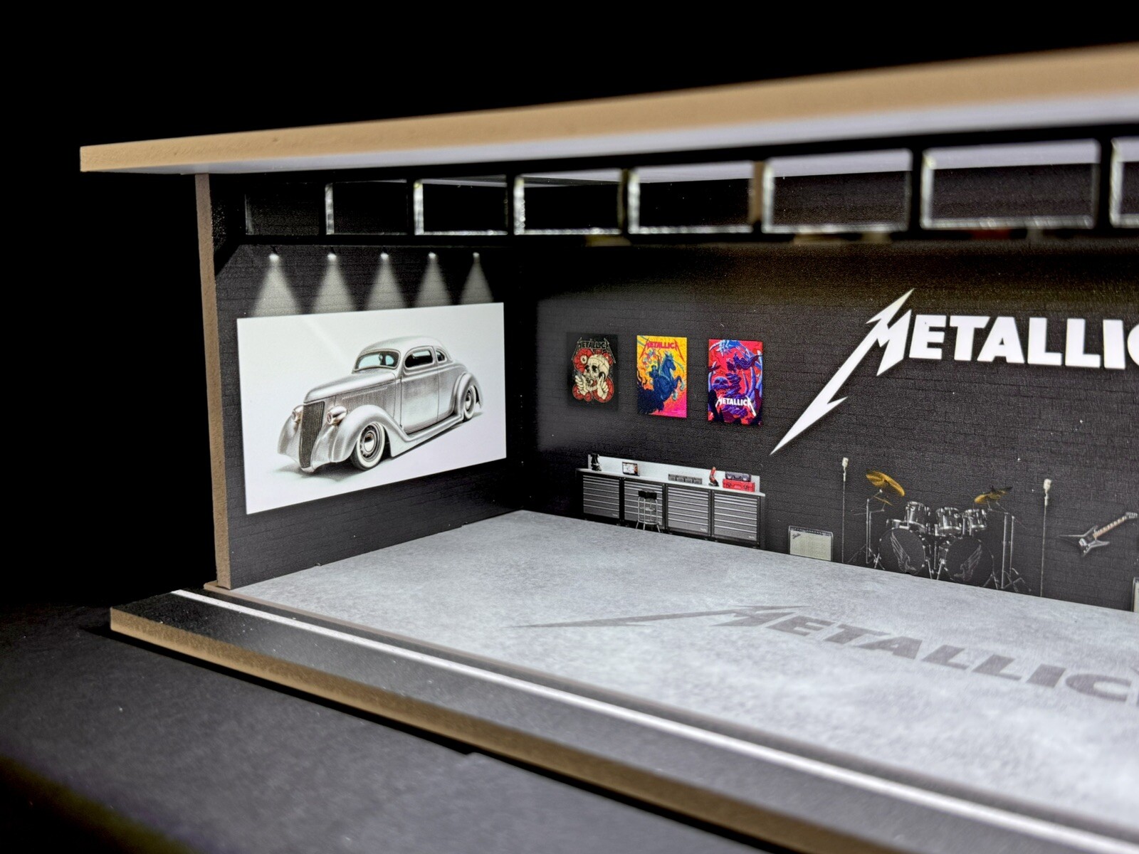 Metallica Interior Theme FOR Hot Wheels 1:64 Model Diorama Garage LED Lighting!