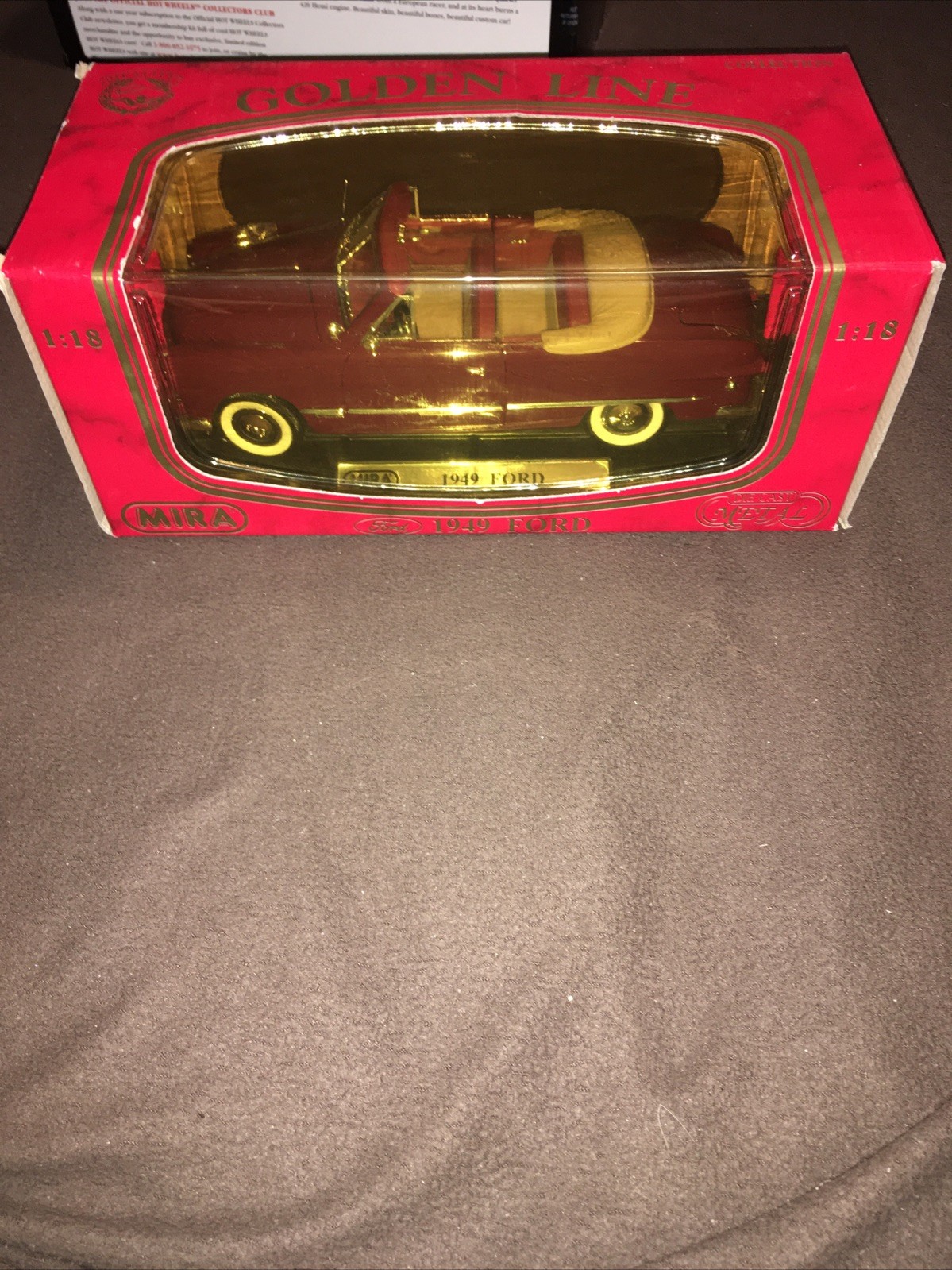 1:18 MIRA GOLDEN LINE 1949 Ford Convertible Diecast Burgundy