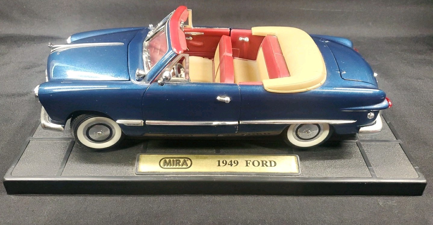 1/18 Mira Golden Line 1949 Ford Custom Convertible Blue W/ Baseplate See Pics **