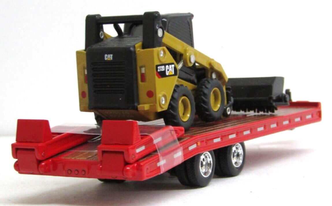 DCP 1:64 *red* Tandem Axle beaver tail tag trailer w/Cat skidsteer new no box