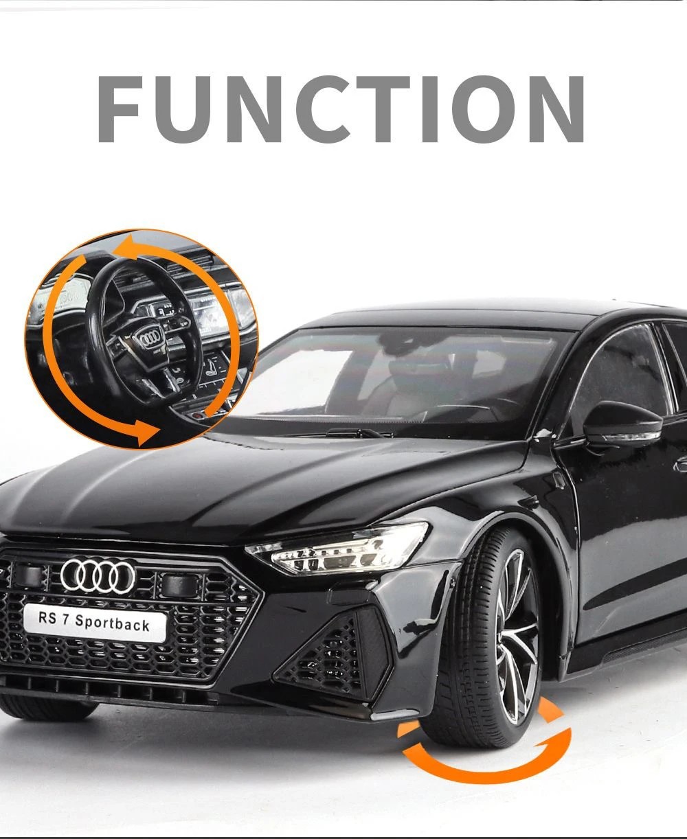 1:18 AUDI RS7 Sportback Key Version Diecast Car Model Sound Light Kid’s Gift