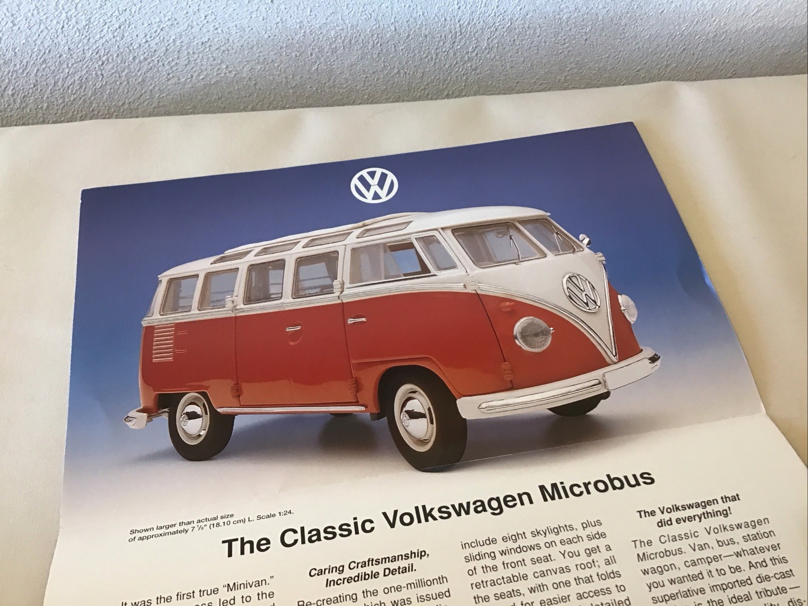 Franklin Mint 1962 Volkswagen Microbus Rare Brochure Paperwork Only 1:24