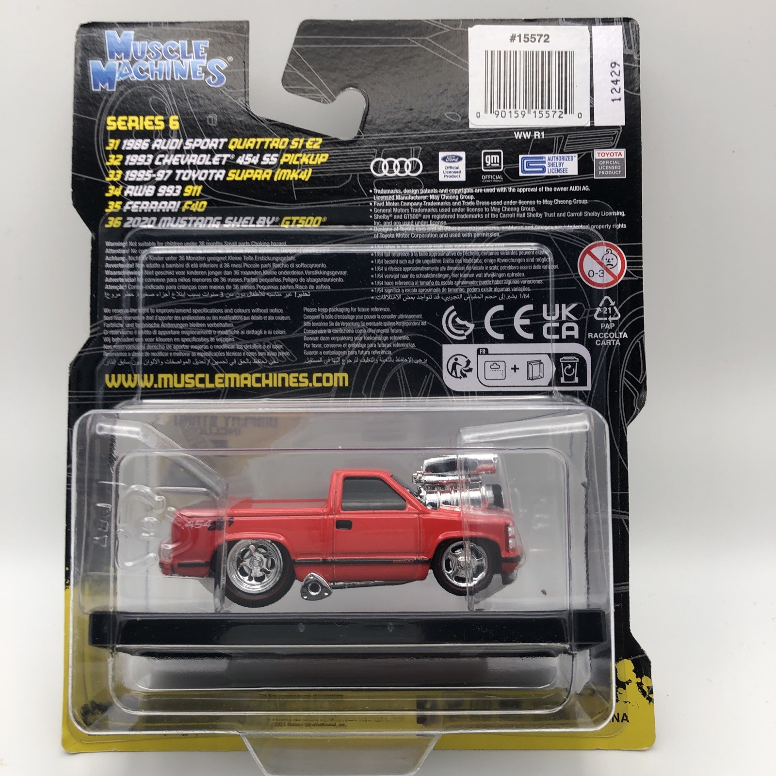 1993 Chevrolet 454 SS Pickup Truck Red 1/64 Diecast Model Car Muscle Machines