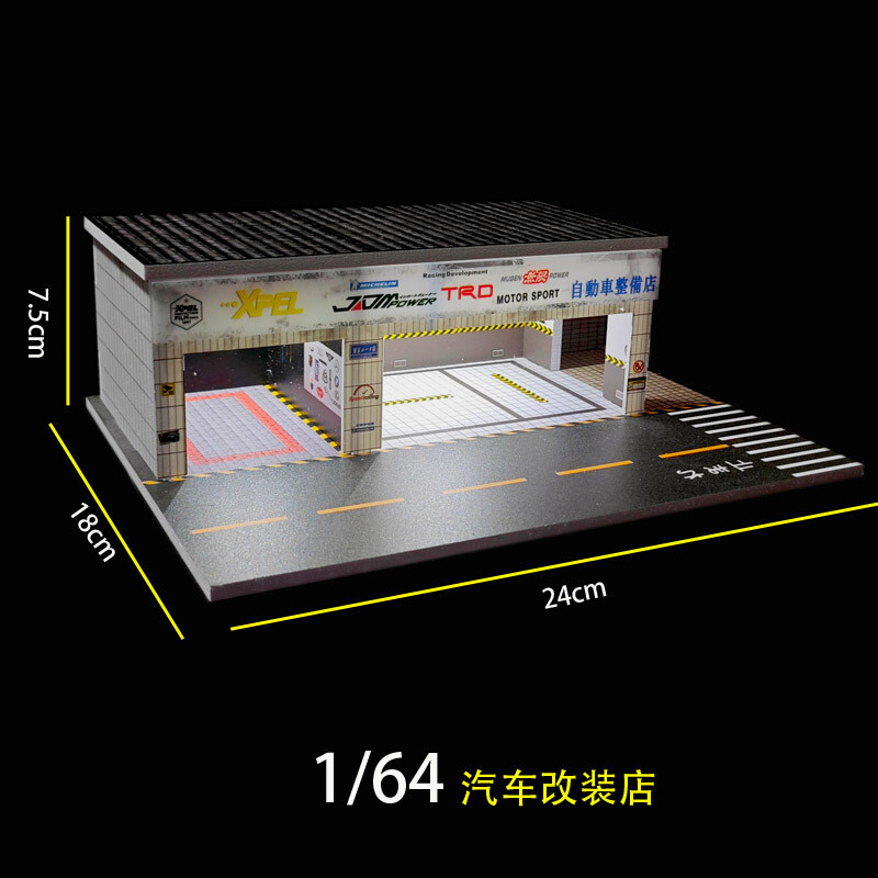 Diorama 1/64 Die-Cast Car Garage Model LED Car Display Collection Scene Gifts US