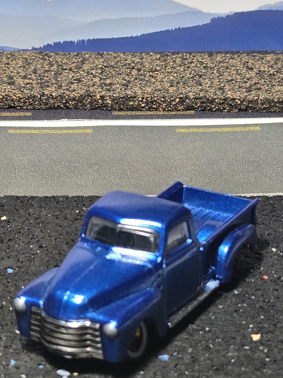 Hot Wheels 52 Chevy pickup, custom, drilled, painted, wheel swap, real riders