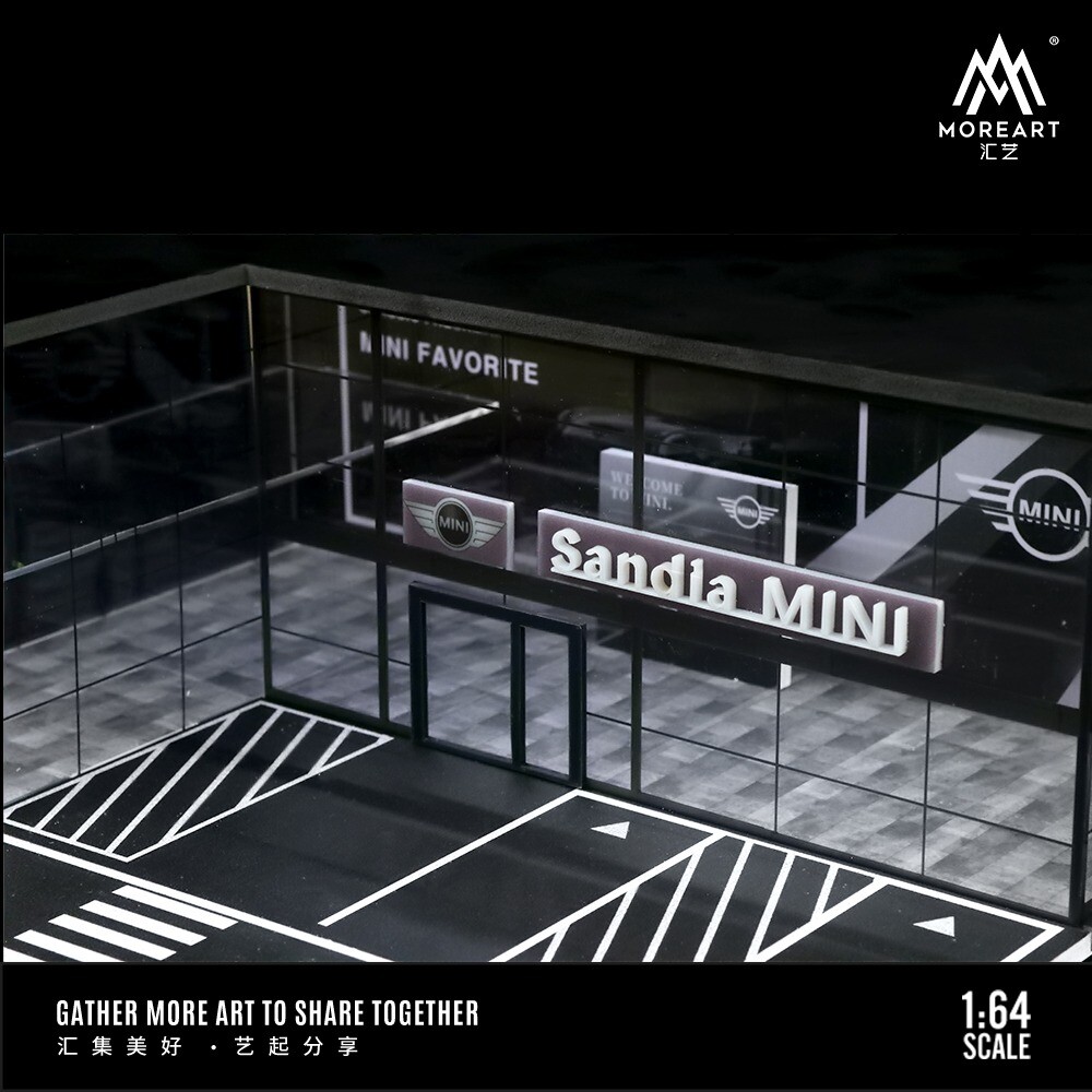 Diorama 1/64 Scale Car Garage Model LED Lighting City Showroom Scene Model Gifts
