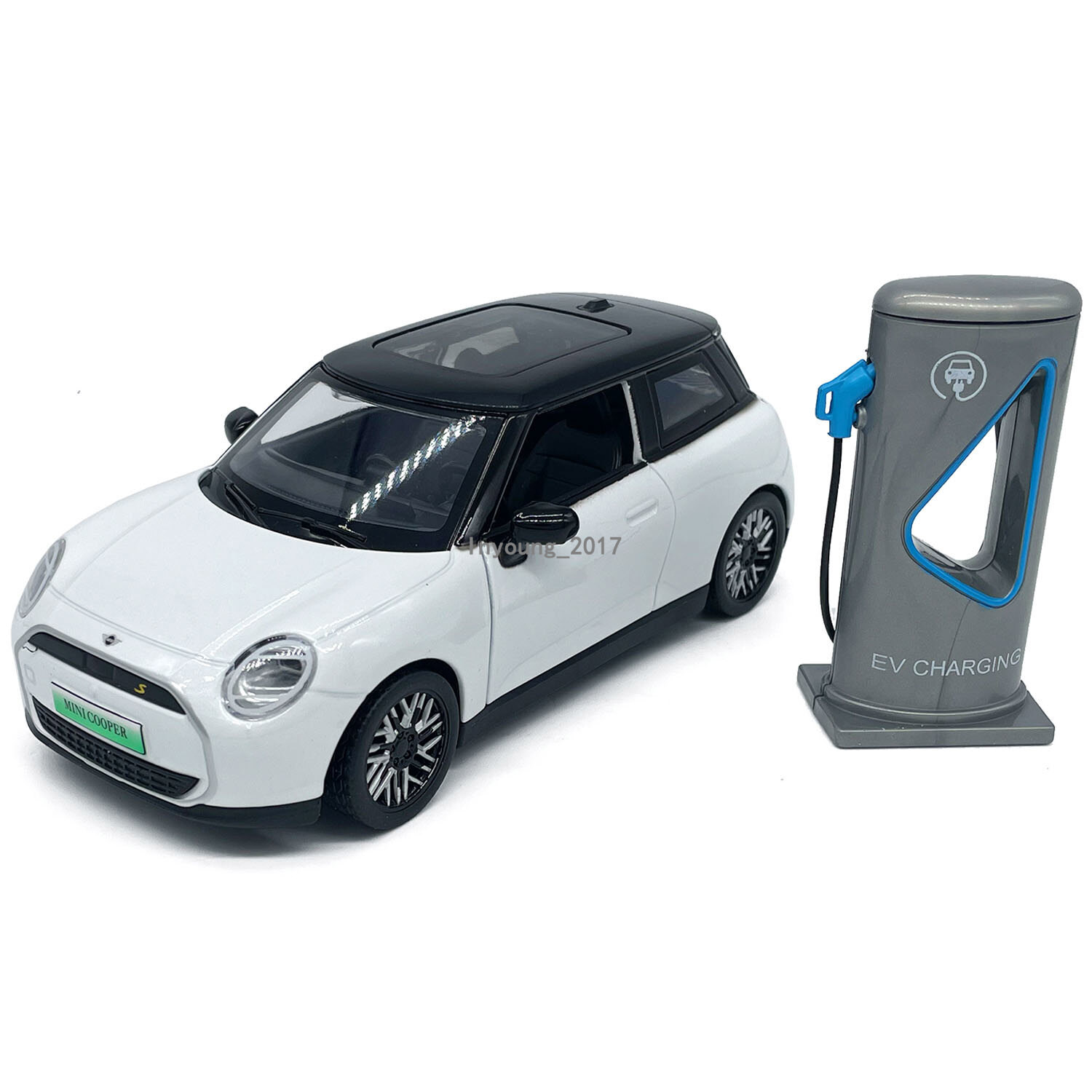 1/28 Mini Cooper Model Car Diecast Toy Vehicle 2 Doors Open Pull Back White