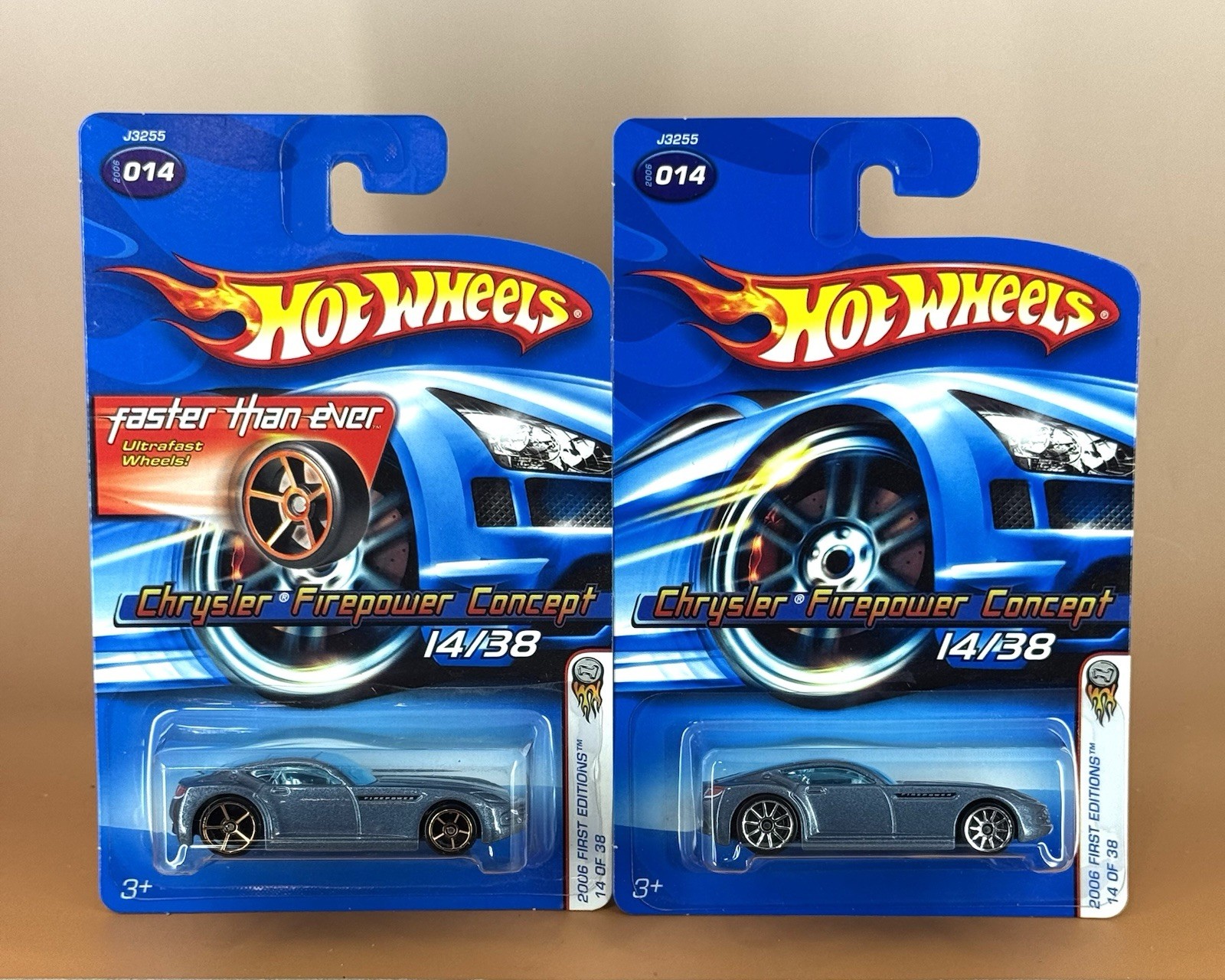 Hot Wheels 2006 First Editions CHRYSLER FIREPOWER CONCEPT Blue (lot of 2) 14/38