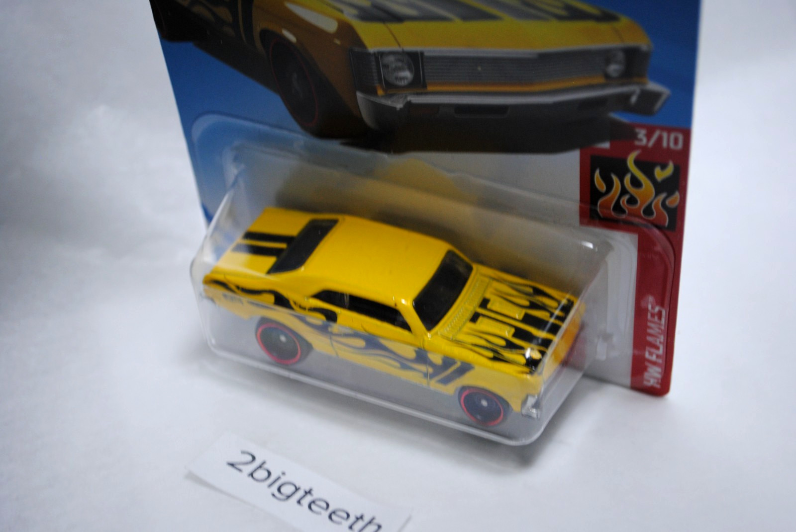 READ 2018 Hot Wheels HW Flames 1968 68 Chevy Nova Yellow Kmart Exclusive color