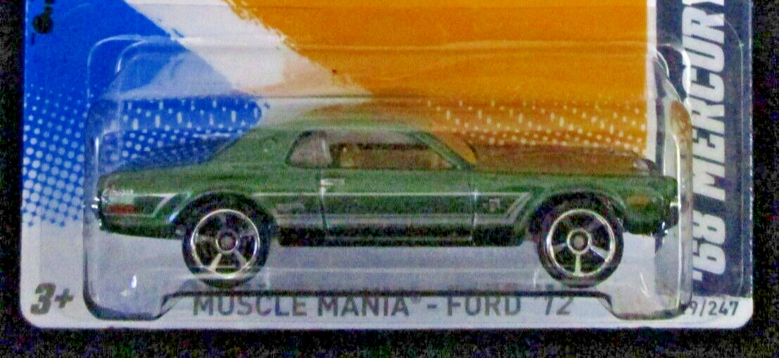 Hot Wheels 68 Mercury Cougar GREEN Muscle Mania Ford ’12 Blister KMART COLOR