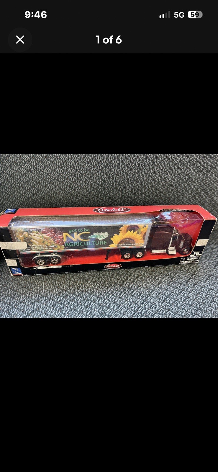 New Ray Peterbilt 379 NC State Agriculture Fair Tractor trailer In Damaged Box