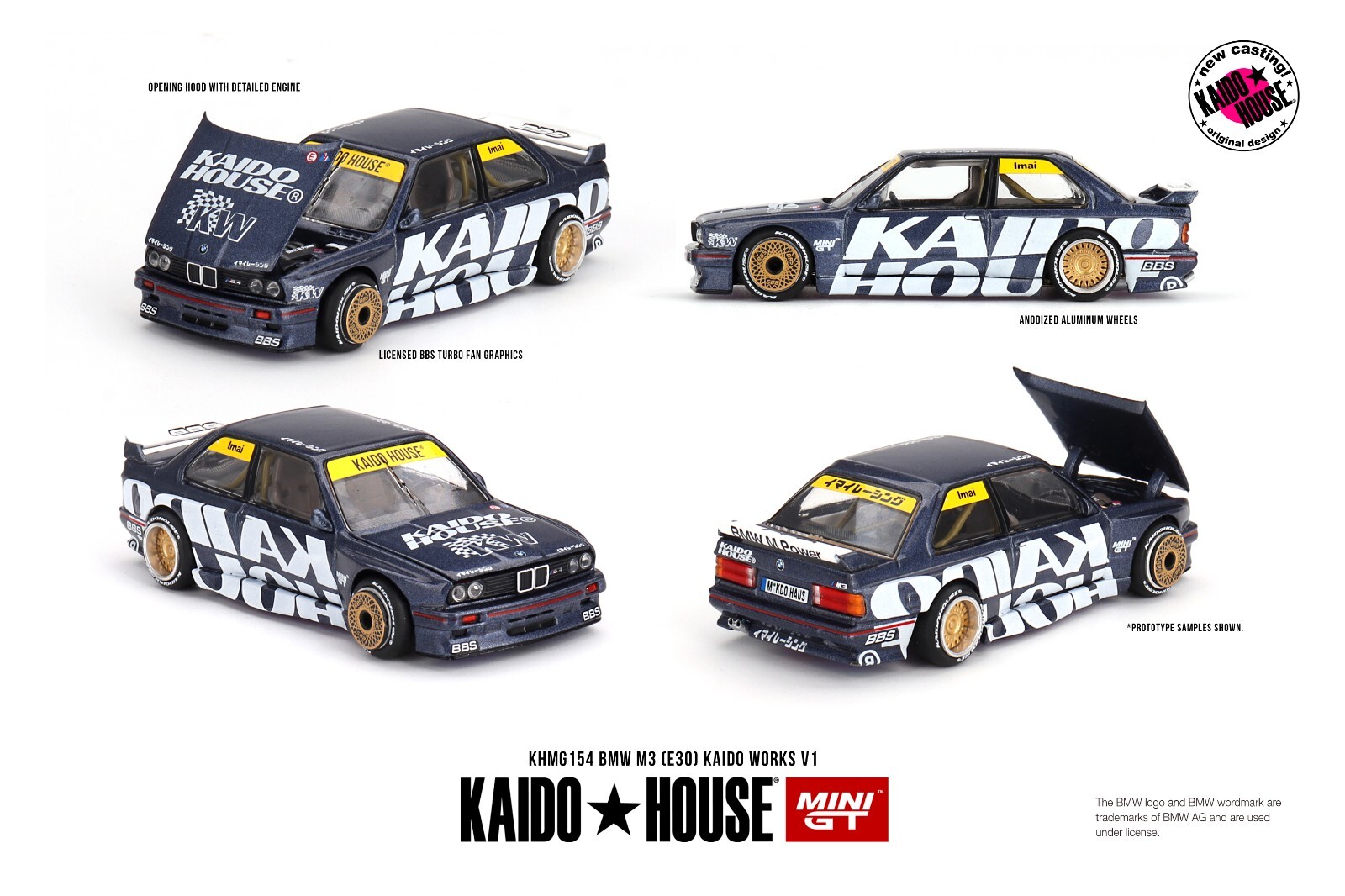 Kaido House x Mini GT 1:64 BMW M3 (E30) Kaido Works V1 Dark Blue KHMG154