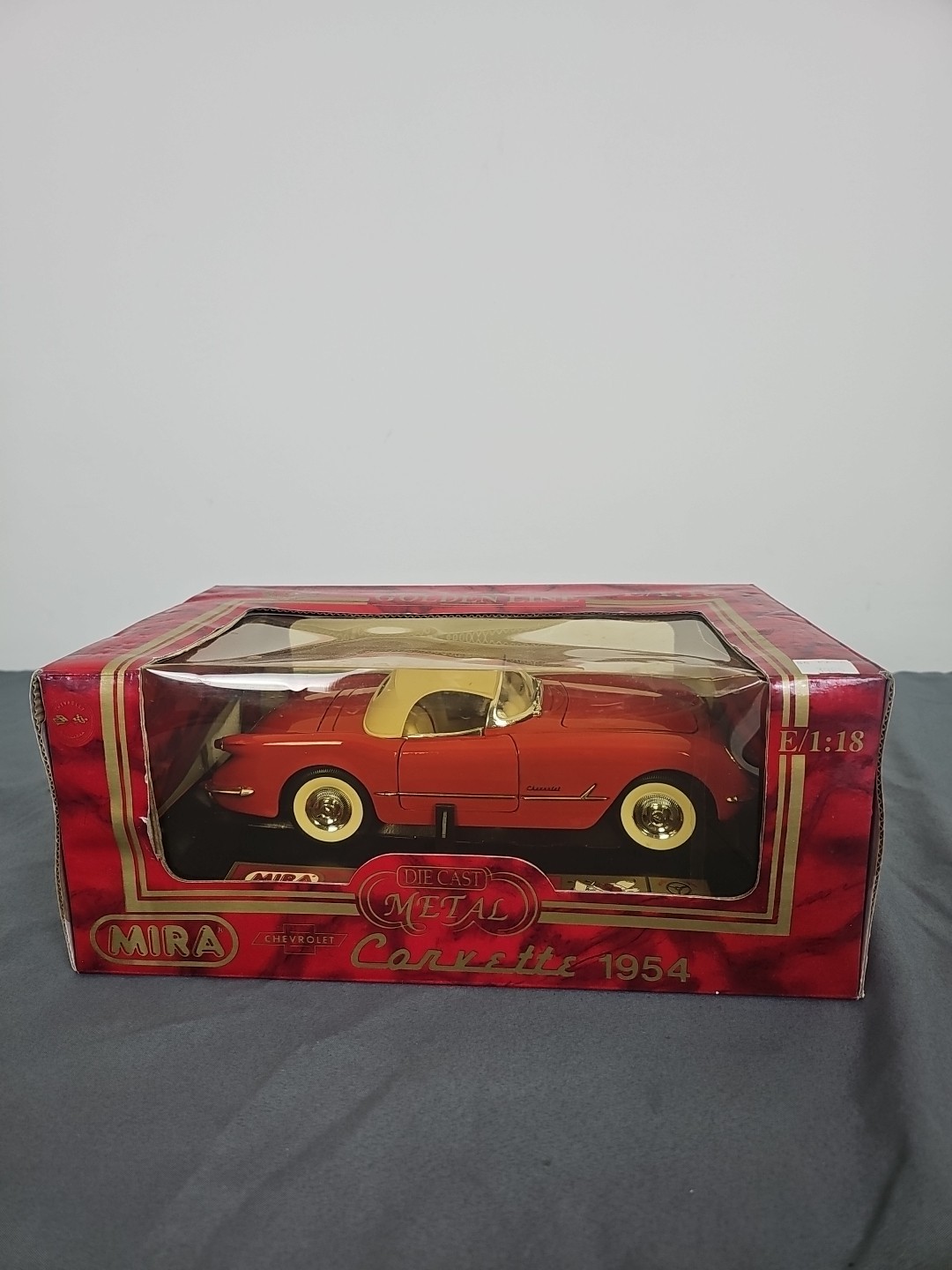 Vintage Mira Golden Line 1954 Chevrolet Corvette RED 1:18 #6195 NICE!!