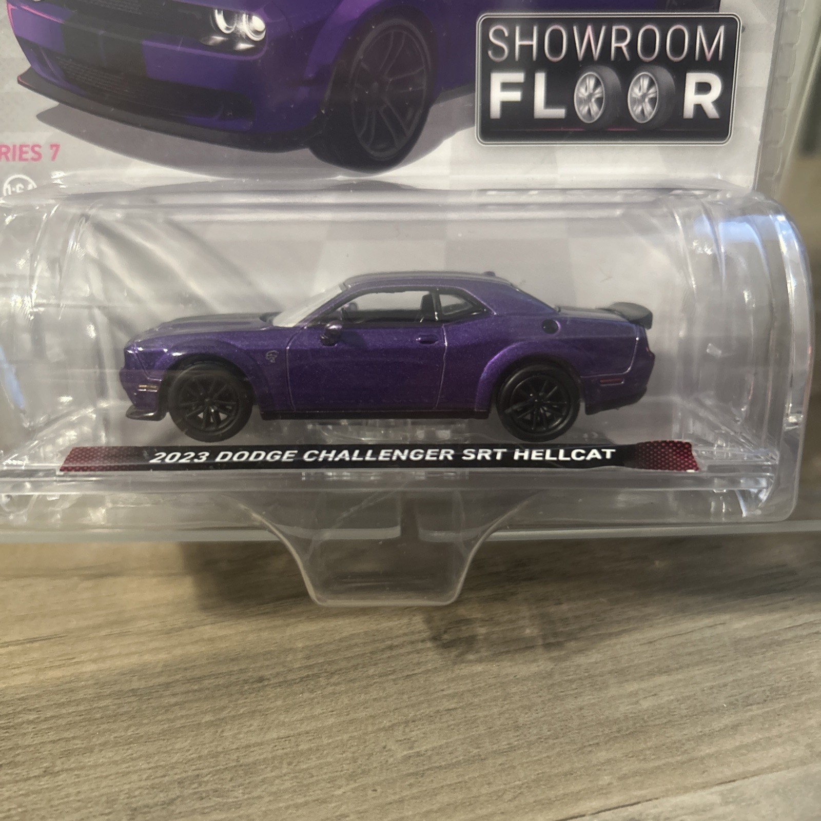 Green Light Showroom Floor ‘23 Dodge Challenger SRT Hellcat Purple With Stand