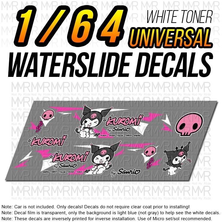 1/64 Scale KUROMI DRIFT Custom White Toner Universal WaterSlide Decals for Hot