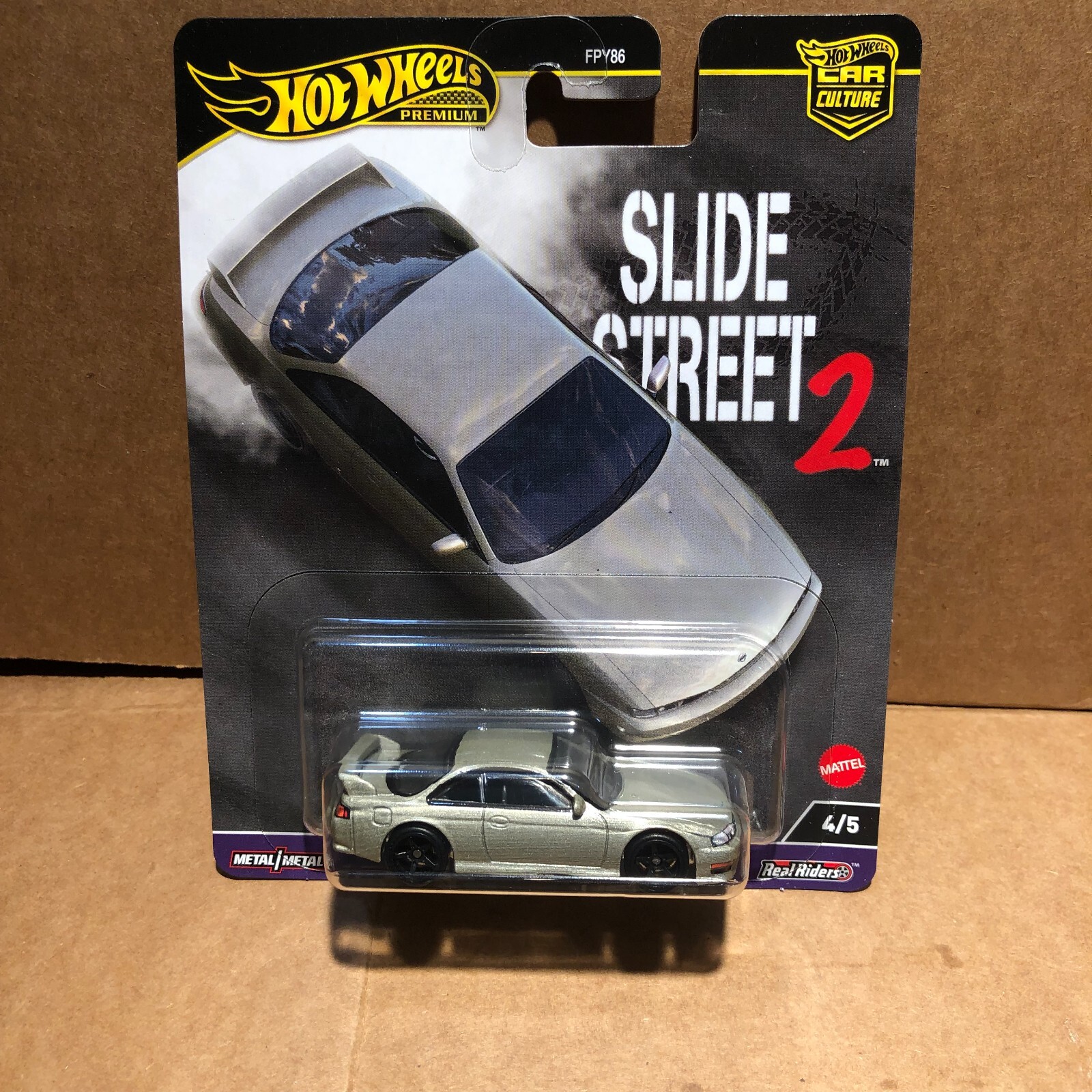 1/64 HOT WHEELS REAL RIDERS SLIDE STREET 2 NISSAN 240SX S14 GRAY 4/5