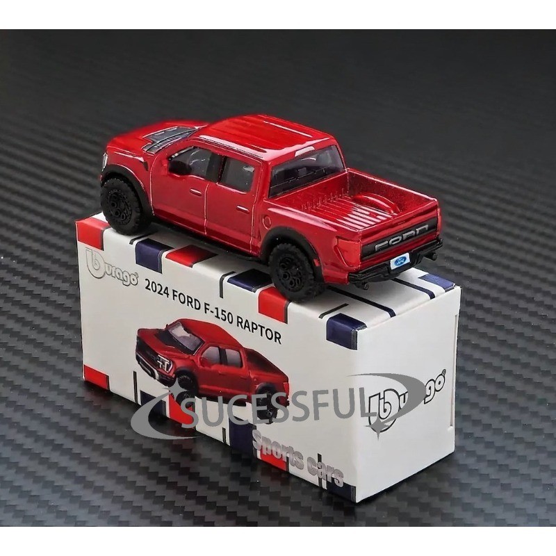 Bburago 1:64 Red 2024 Ford F-150 Raptor Pickup Truck Diecast Model