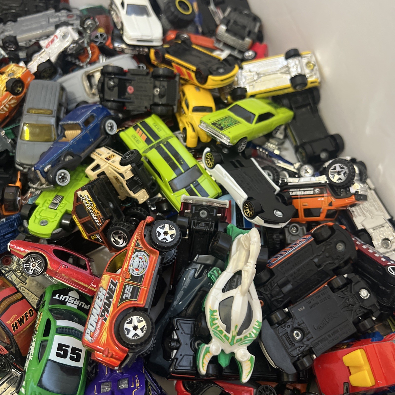 30 LBS Pounds of pure hotwheels. There are many different years and castings.