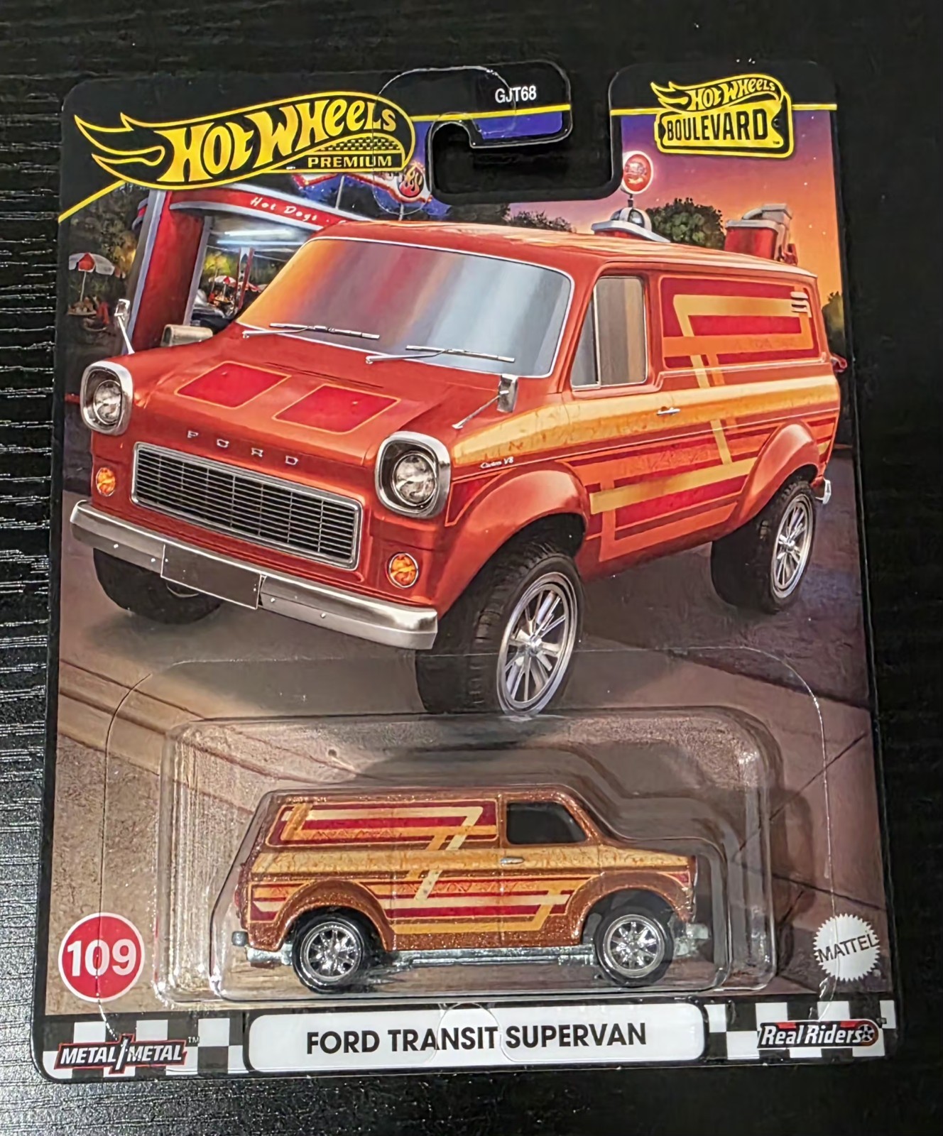 ☀️ Hot Wheels Premium Boulevard Ford Transit Supervan #109 Real Riders ☀️