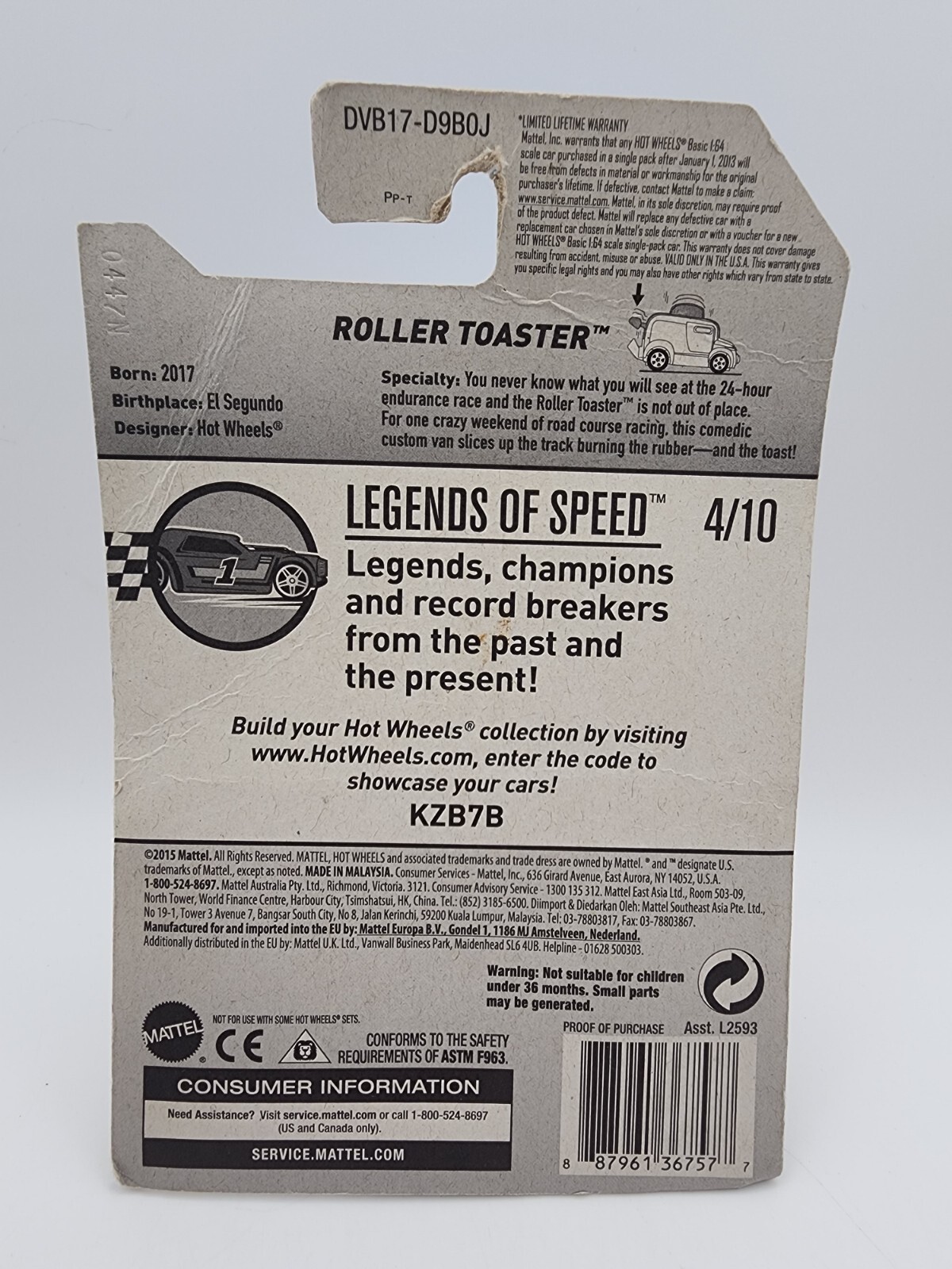 Hot Wheels Legends of Speed 4/10 Roller Toaster Die-Cast #167/365