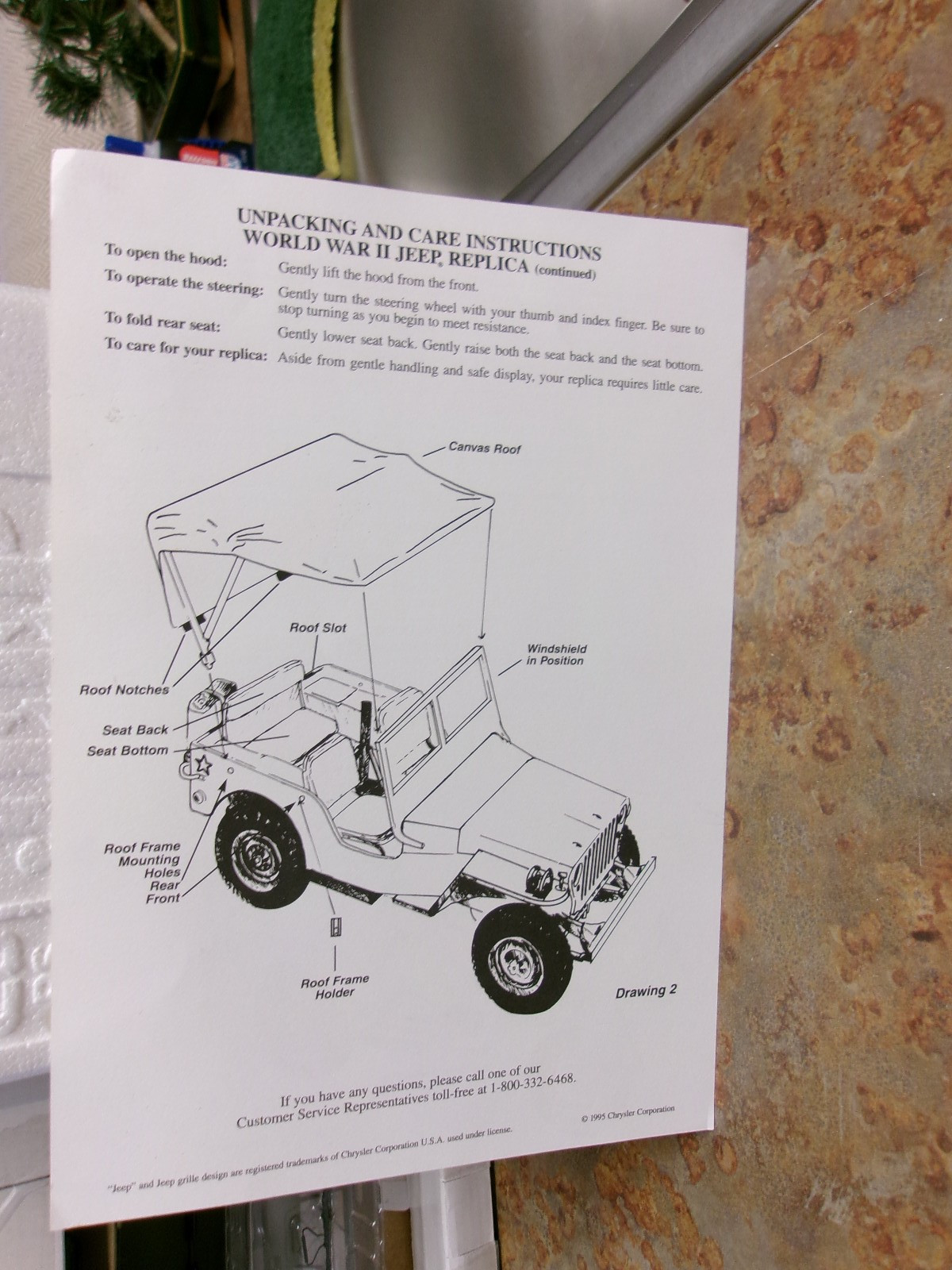 Danbury Mint World War II Jeep Replica 1/16, Gun, Box, Roof, & All Paperwork!