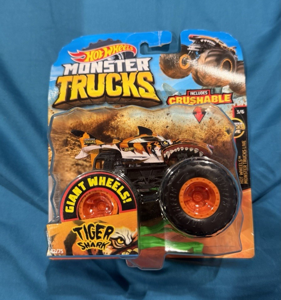 Hot Wheels Monster Trucks Tiger Shark Giant Wheels 1:64 Diecast Unopened Box