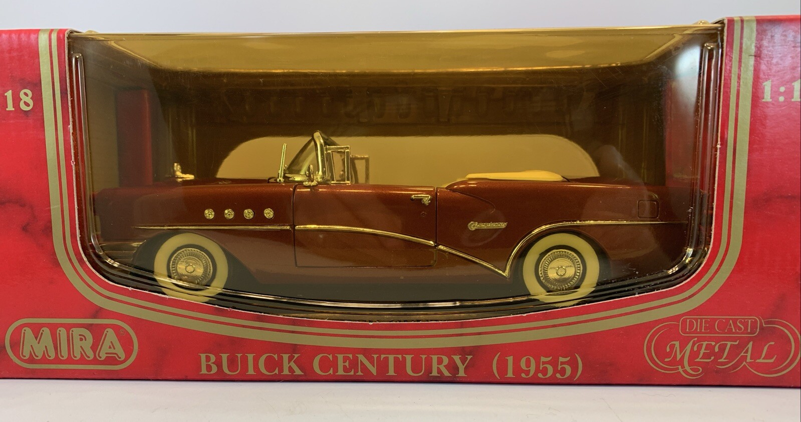 Mira Golden Line 1955 Buick Century Convertible Maroon 1:18 Die Cas In Box