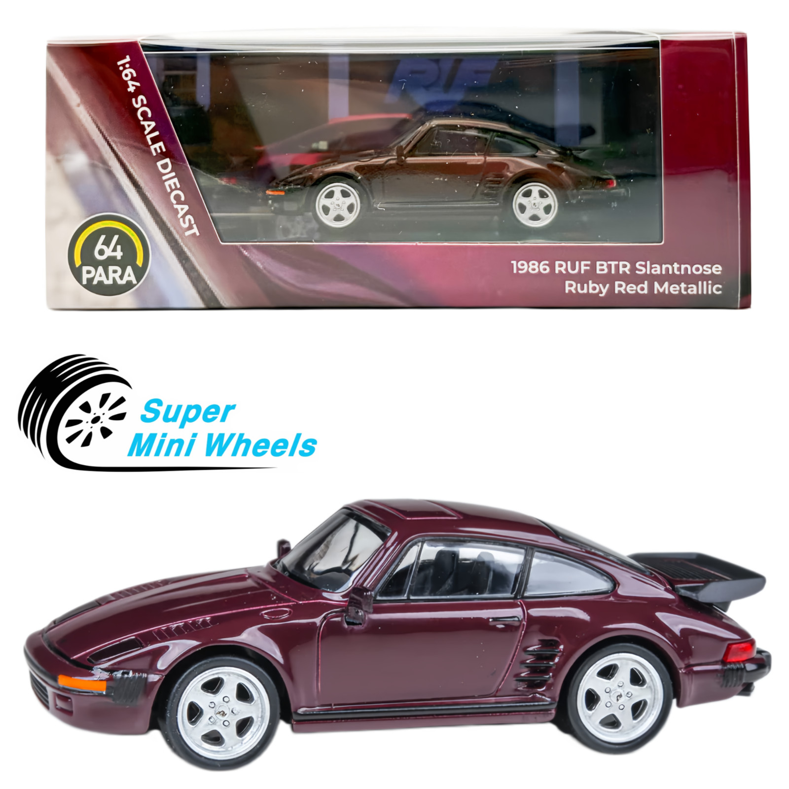 PARA64 Porsche 1986 RUF BTR Slantnose Ruby Red Metallic 1:64