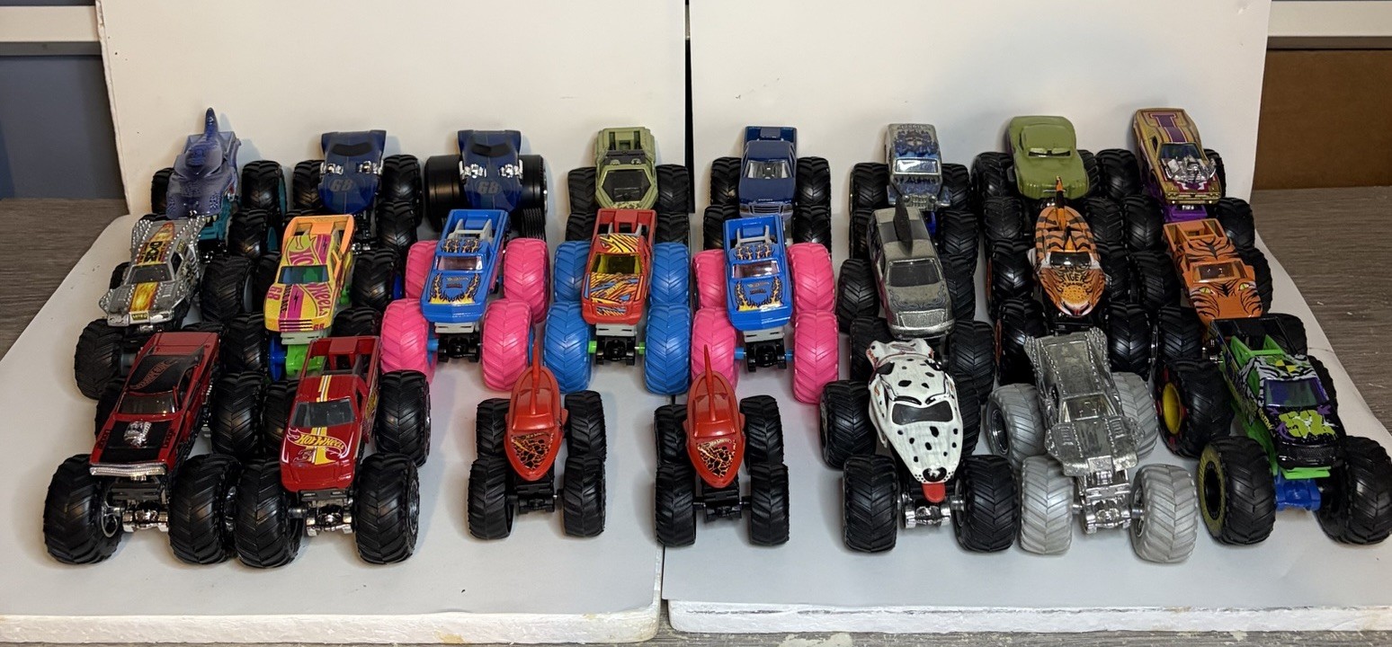 Lot of 24 Hot Wheels Monster Trucks 1:64 Scale Diecast Mixed Variety Collection