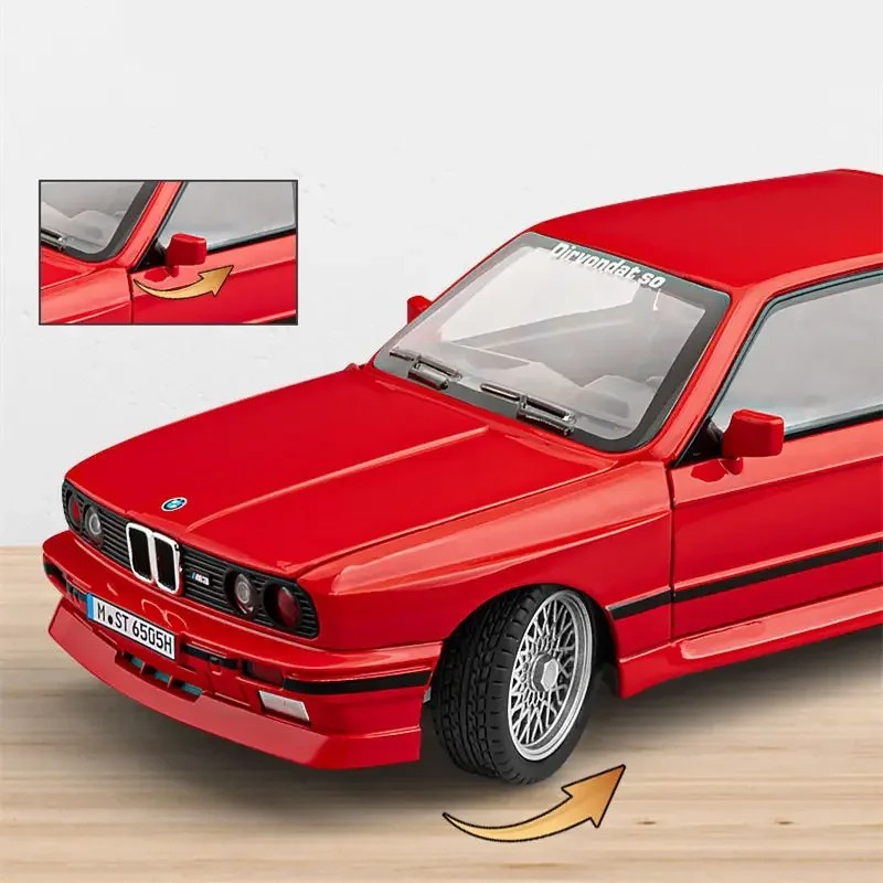 1:24 1988 BMW M3 E30 Diecast Alloy Sports Car Model Sound & Light Collectible