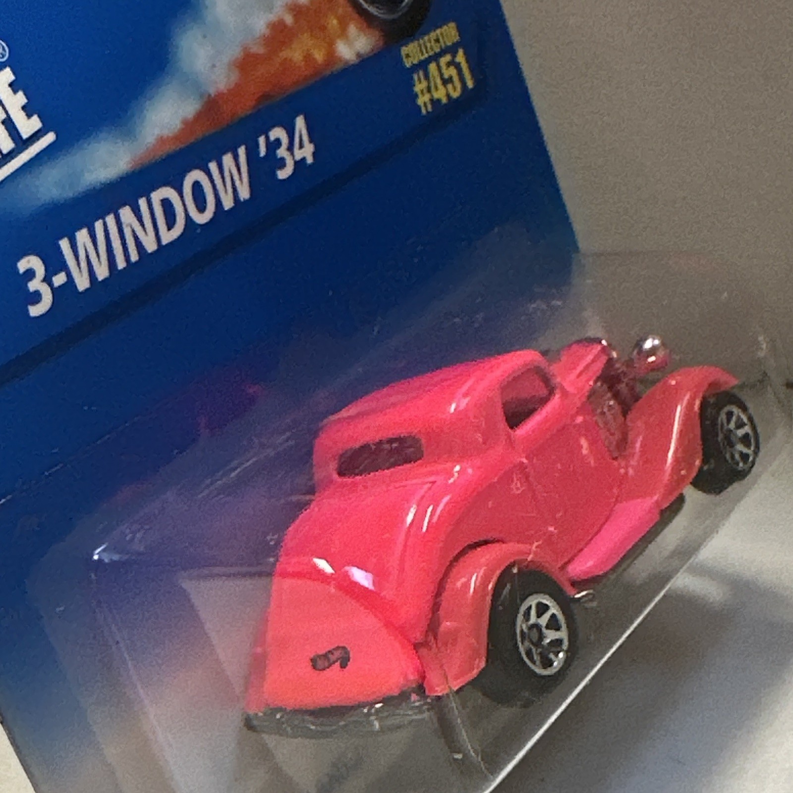 Hot Wheels 3-Window ’34 Hot Wheels Blue Card 1997 Pink 1:64 Diecast Unopened