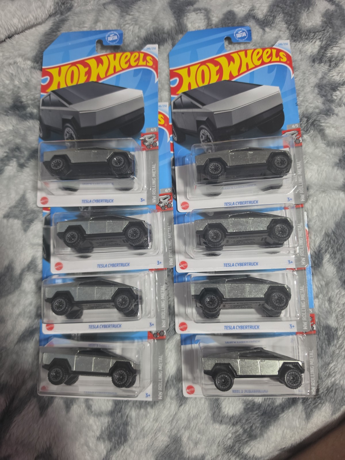 LOT of 8X – Hot Wheels Tesla Cybertruck HW Hot Trucks Silver Black Model