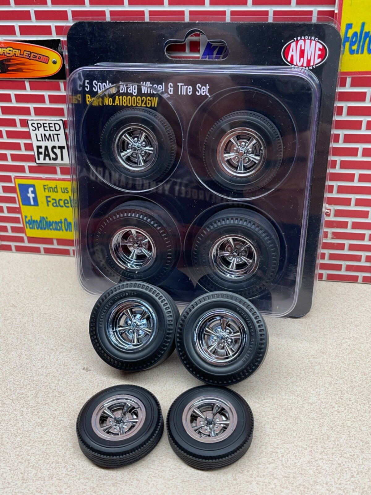 1/18 ACME Drag Wheel and Tire Set From The Mazmanian Corvette A1800926W