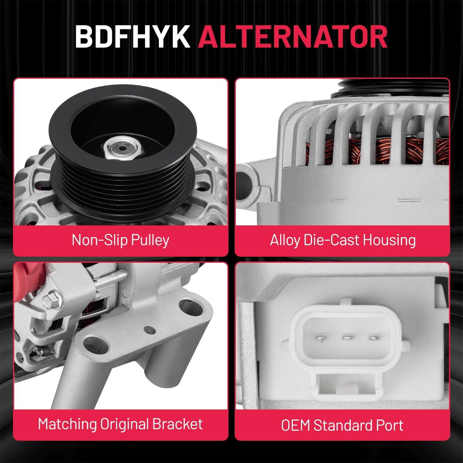 BDFHYK Alternator Compatible with Ford E-350 Super Duty/F-350 Super Duty/F-45…