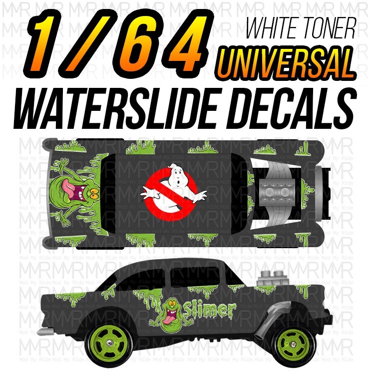 1/64 Scale SLIMER GHOSTBUSTER Custom White Toner Universal WaterSlide Decals Hot