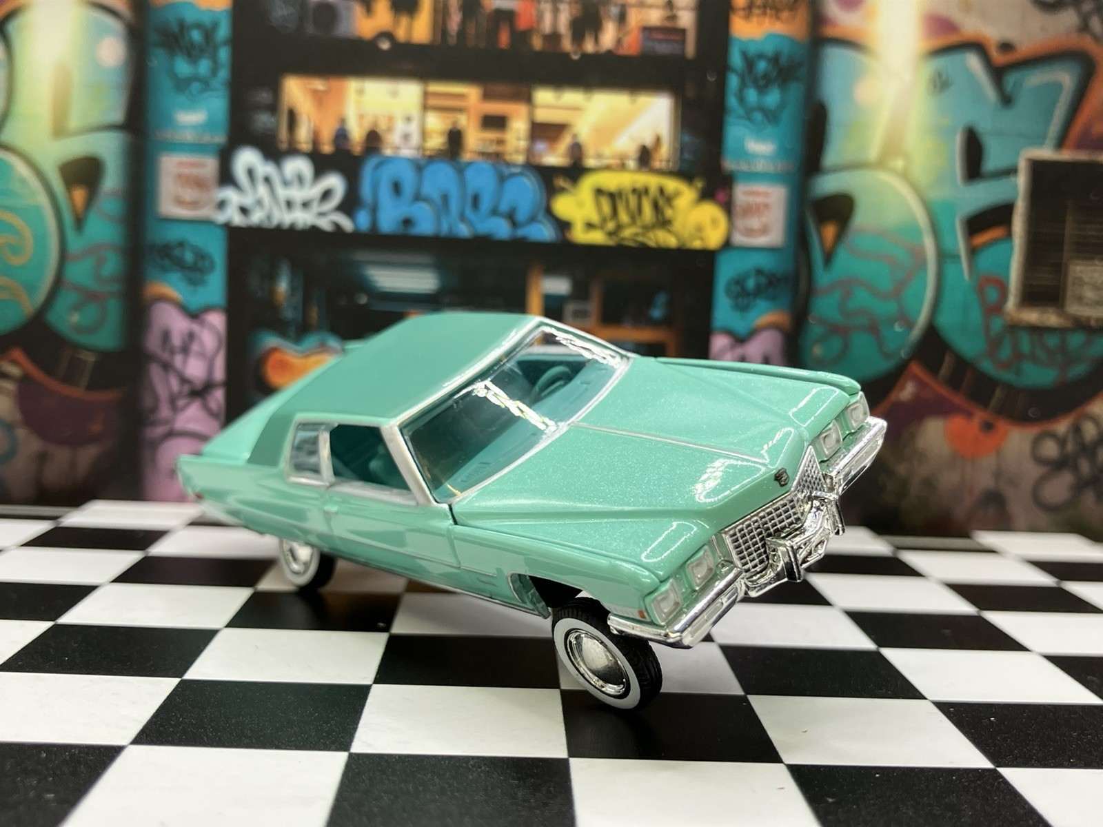 1971 Cadillac DeVille Lowrider 1/64 Scale Custom Diecast Car 3 Wheel Stance