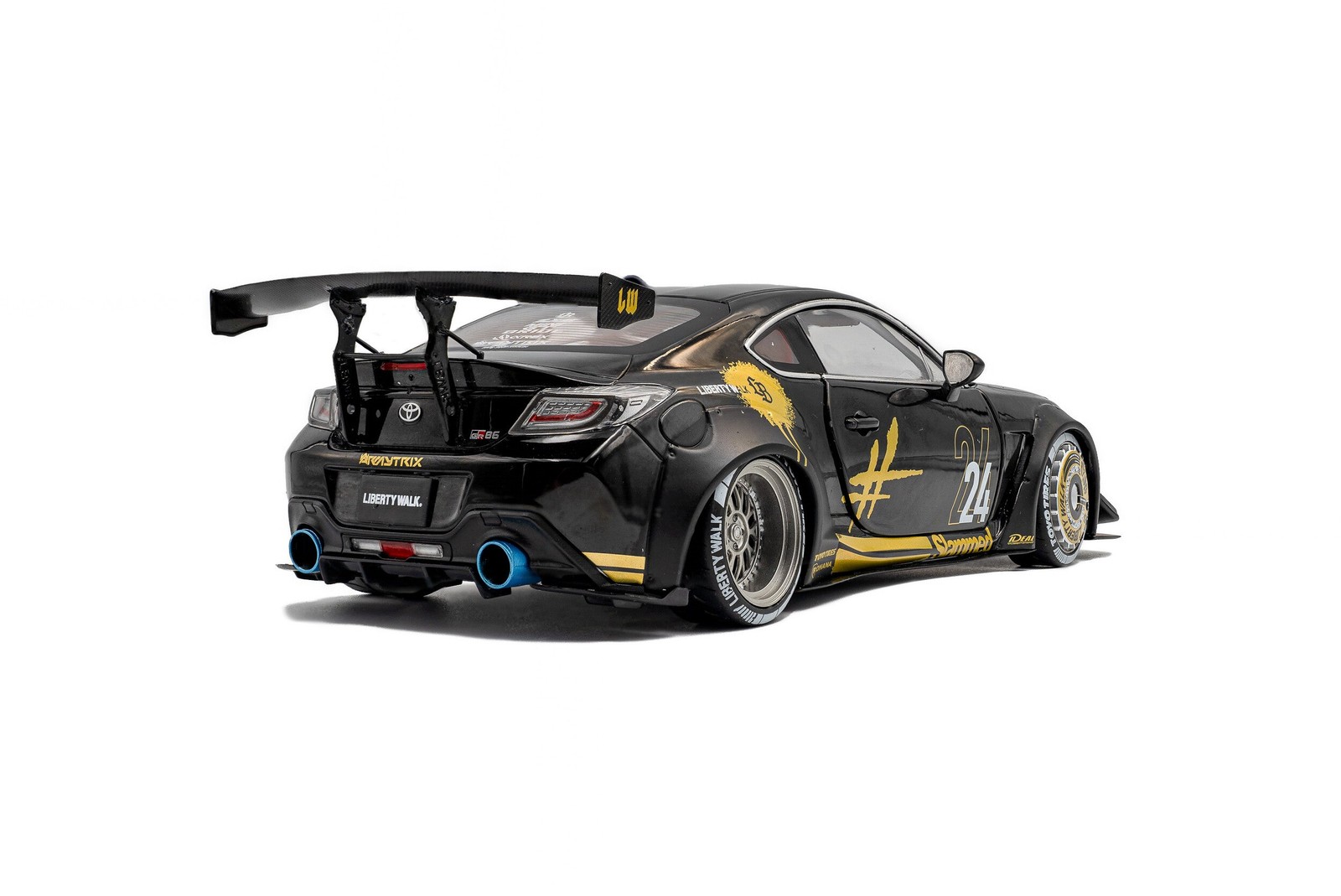 2024 Toyota GR86 Liberty Walk Body Kit Black and Gold Diecast 1:18 Scale Model –
