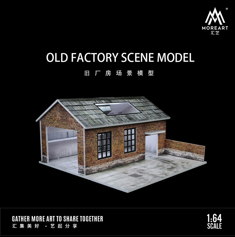 Diorama 1/64 Car Garage Model LED Lighting Old Factory Scene Display Case Toy US