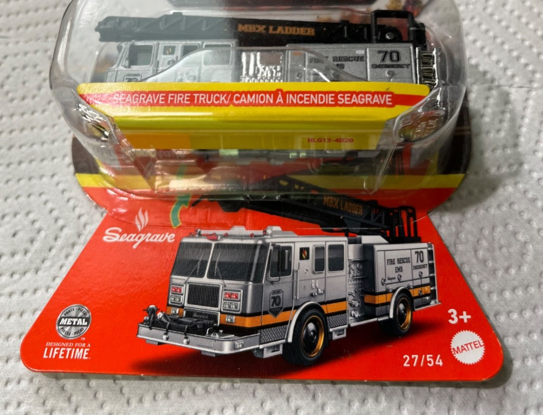 2024 Matchbox / 70 years – Moving Parts SEAGRAVE FIRE TRUCK /Silver/Ladder moves