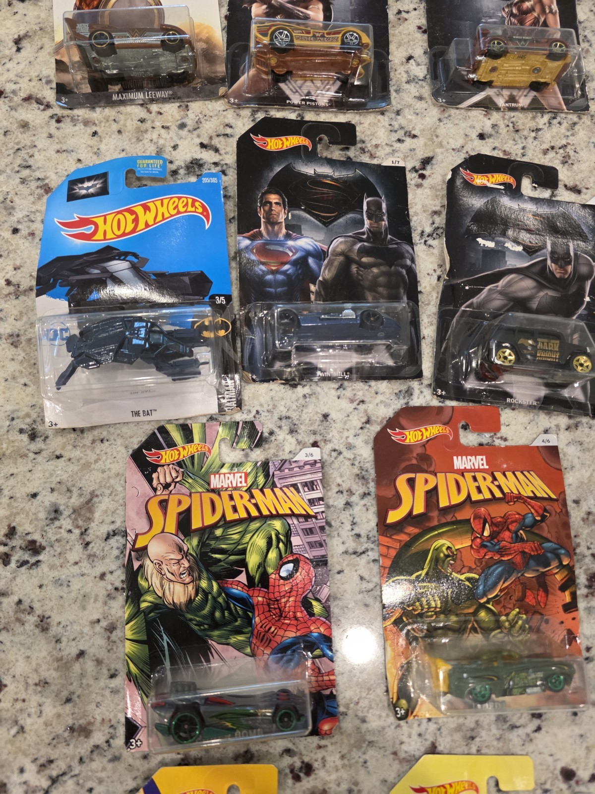Hot Wheels DC Marvel Character Cars Lot of 18 Batman Superman Spider-Man Justice