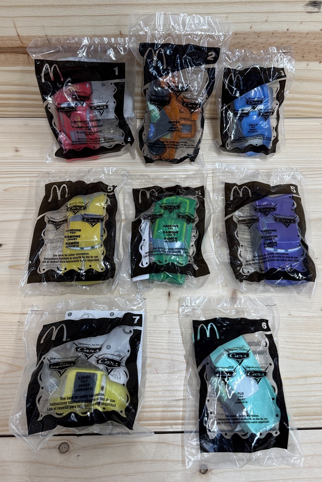 McDonald’s Happy Meal Disney Pixar Cars 2006 Complete Set of 7 New Sealed Toys