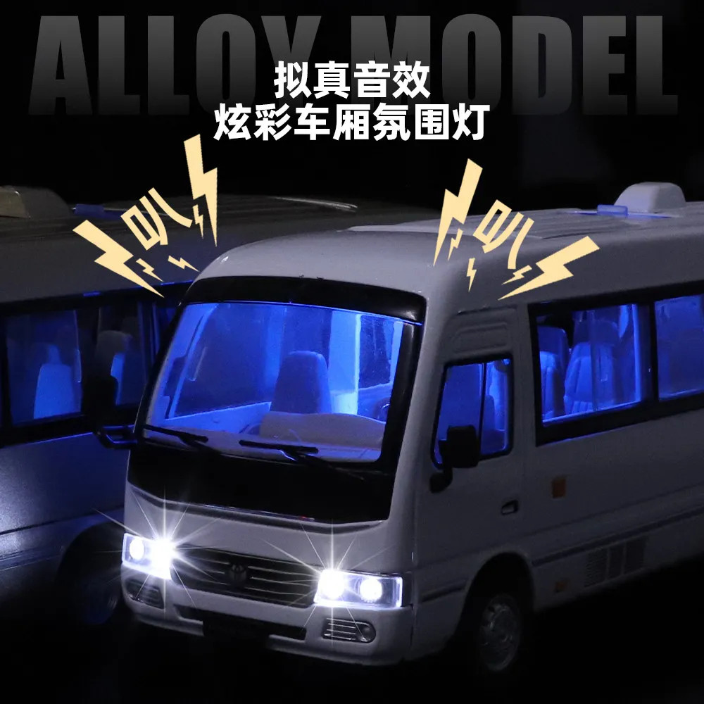 1:24 Toyota Coaster Business Shuttle Bus Alloy Diecast Model Car Home Desktop Di