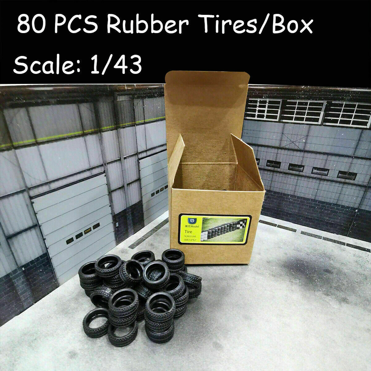 1/43 1/64 RC Car Rubber Tires DIY Car Model Diorama Display 80-100Pc With Rack