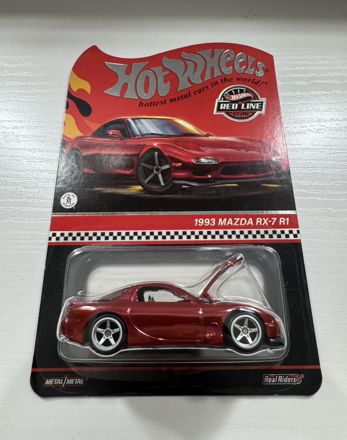 Hot Wheels Red Line Club 1993 Mazda RX-7 R1 Real Riders 1:64 Diecast Red