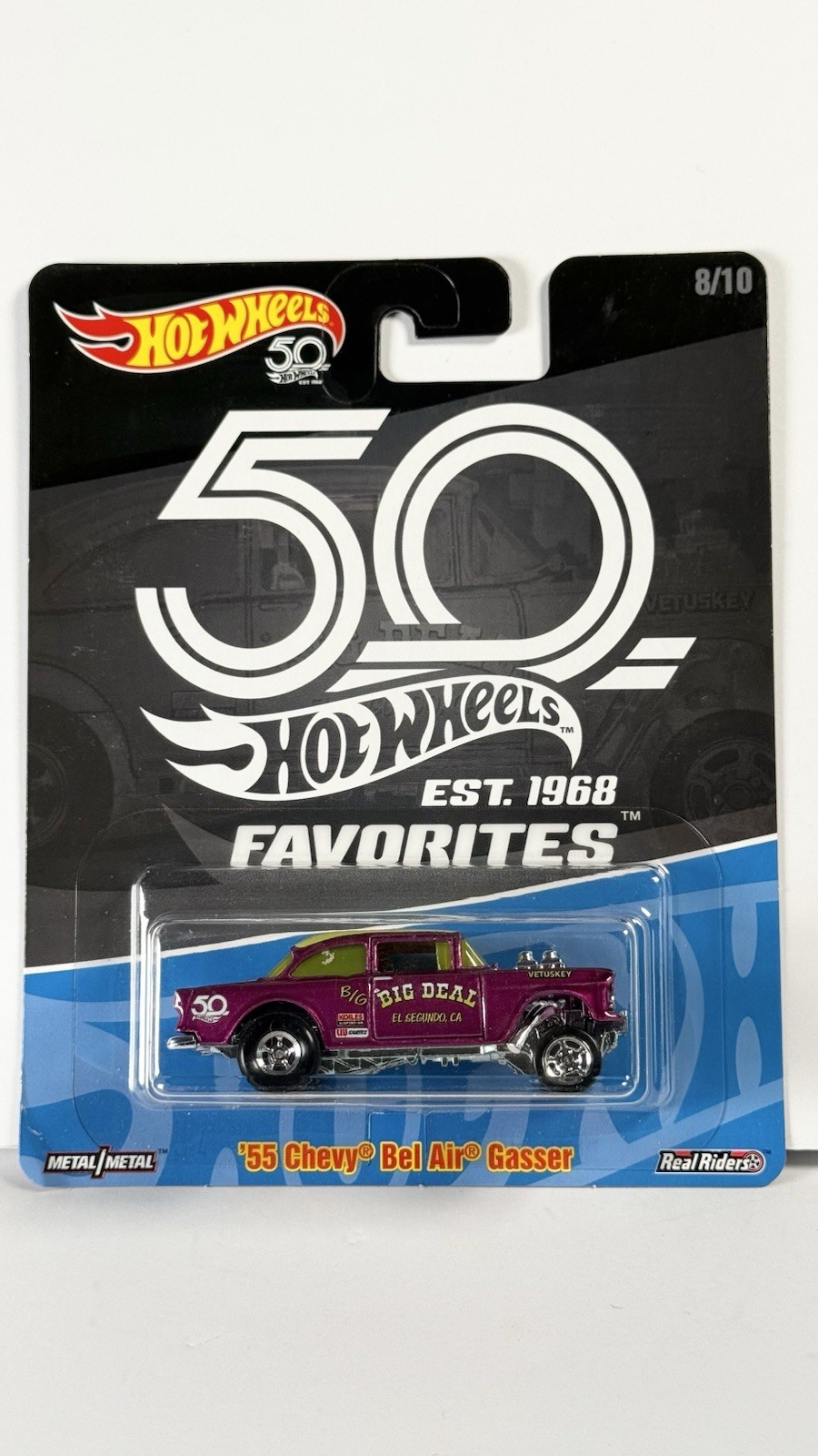 Hot Wheels 50th Anniversary Favorites ’55 Chevy Bel Air Gasser Real Riders 2018
