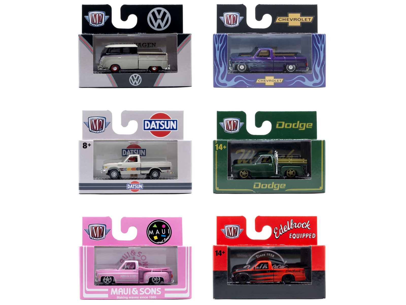 AUTO THENTICS 6 PC CAR SET RELEASE 108 IN CASES 1/64 BY M2 MACHINES 32500-108
