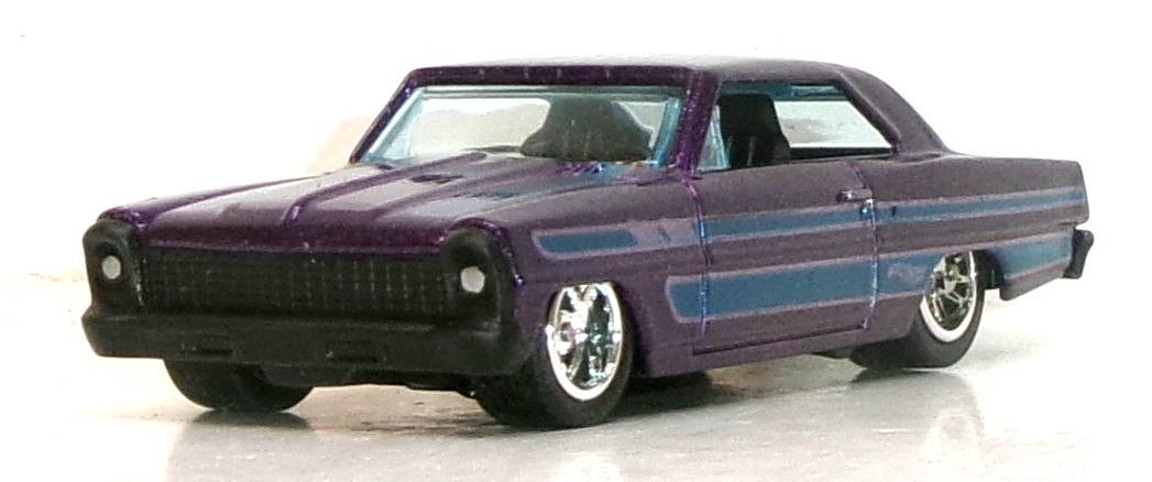 LOOSE 2022 HOT WHEELS 1:64 PURPLE ’66 CHEVY NOVA WHEEL SWAP REAL RIDERS