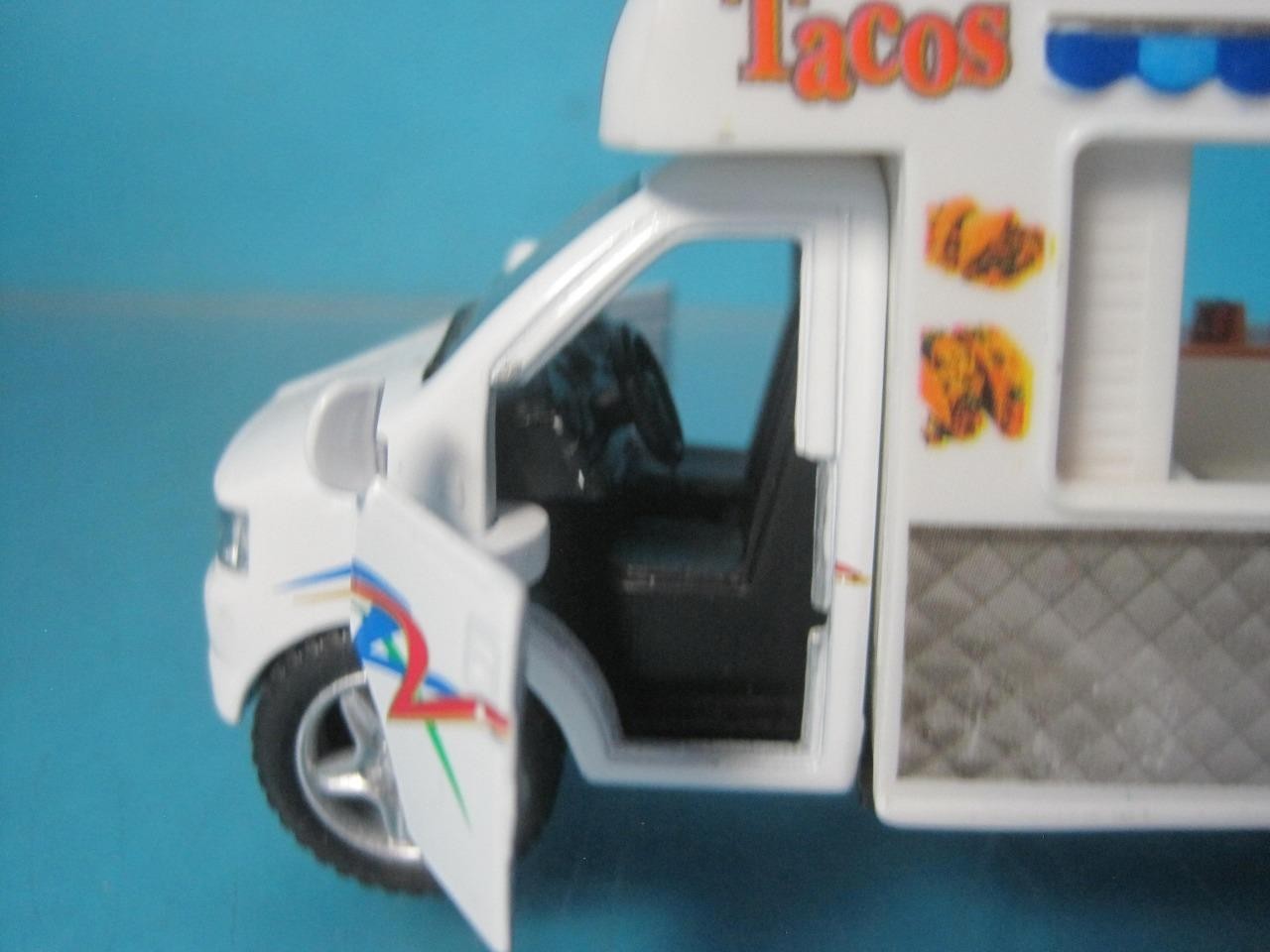 LOT OF 3 KINSFUN TACO FOOD TRUCK DIE CAST METAL PULLBACK ACTION TOY CAR VE-TACTR