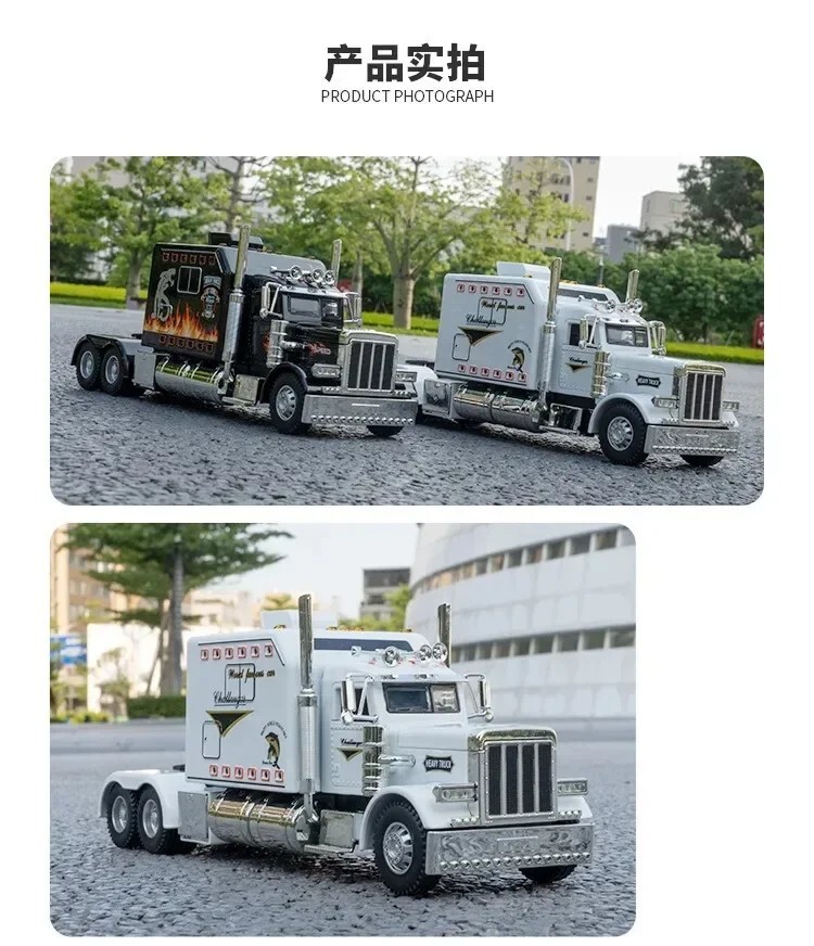 1:24 Diecast Vehicle for Peterbilt Heavy Truck 389 Model Truck Toy Sound Light