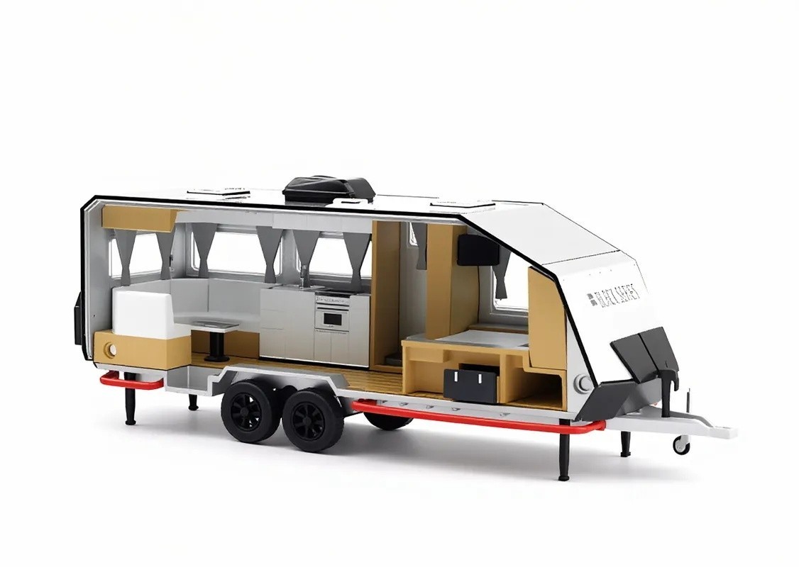 XCARTOYS 1:64 Black Series HQ21 Off Road Trailer RV Model Diecast Metal Car
